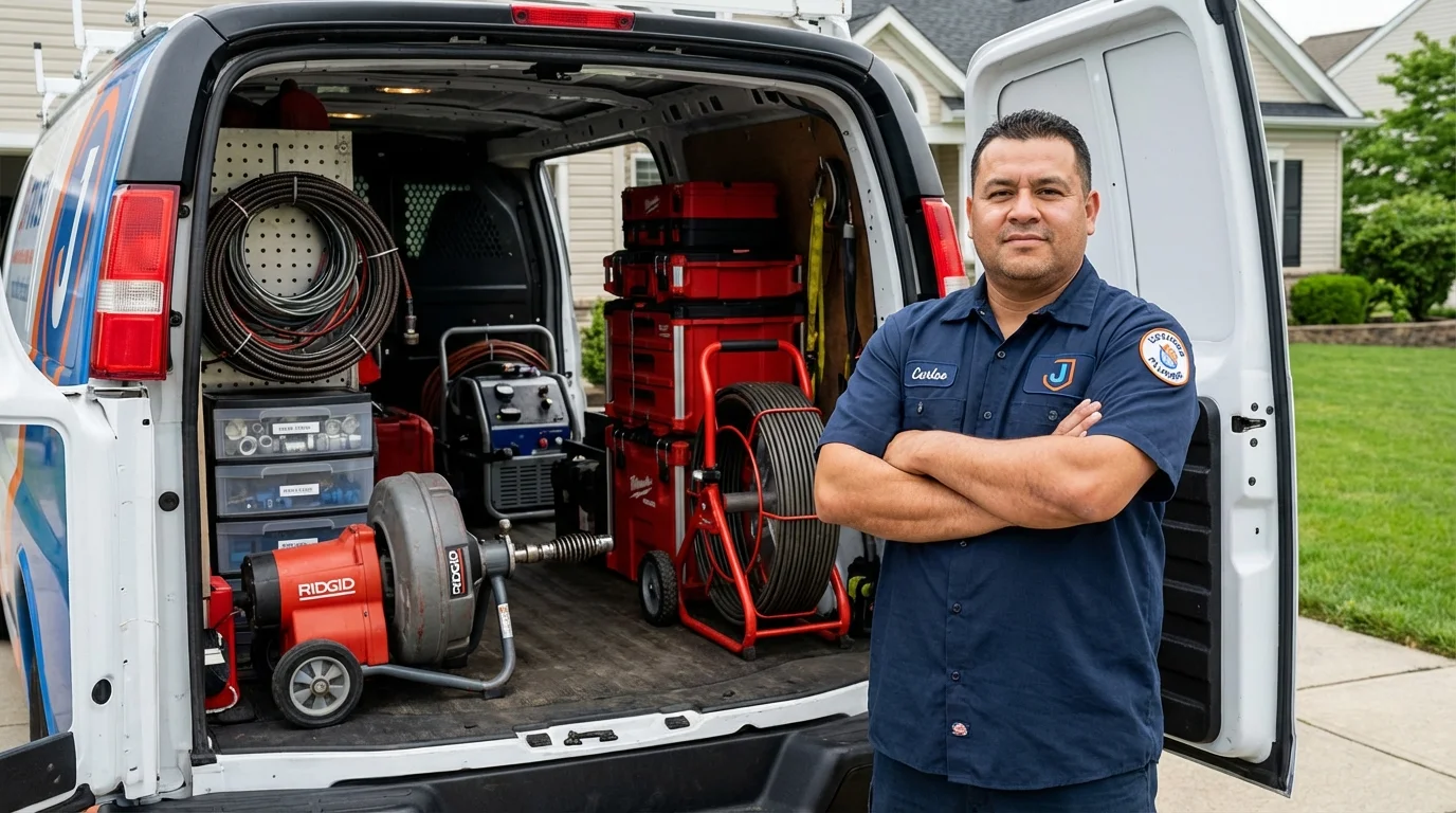 Professional drain cleaning equipment and Johns Plumbing LLC plumber in Mulvane