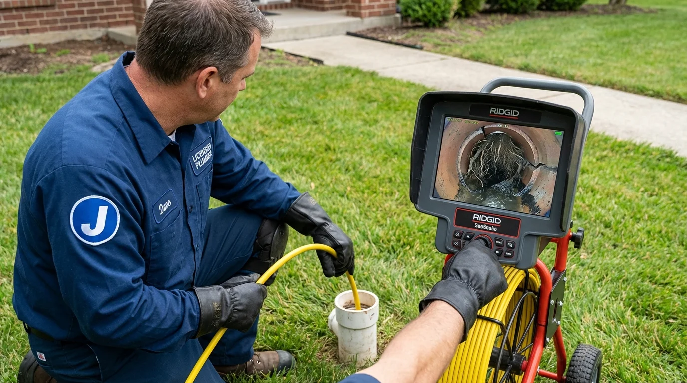 Sewer camera inspection being performed by Johns Plumbing LLC in Mulvane